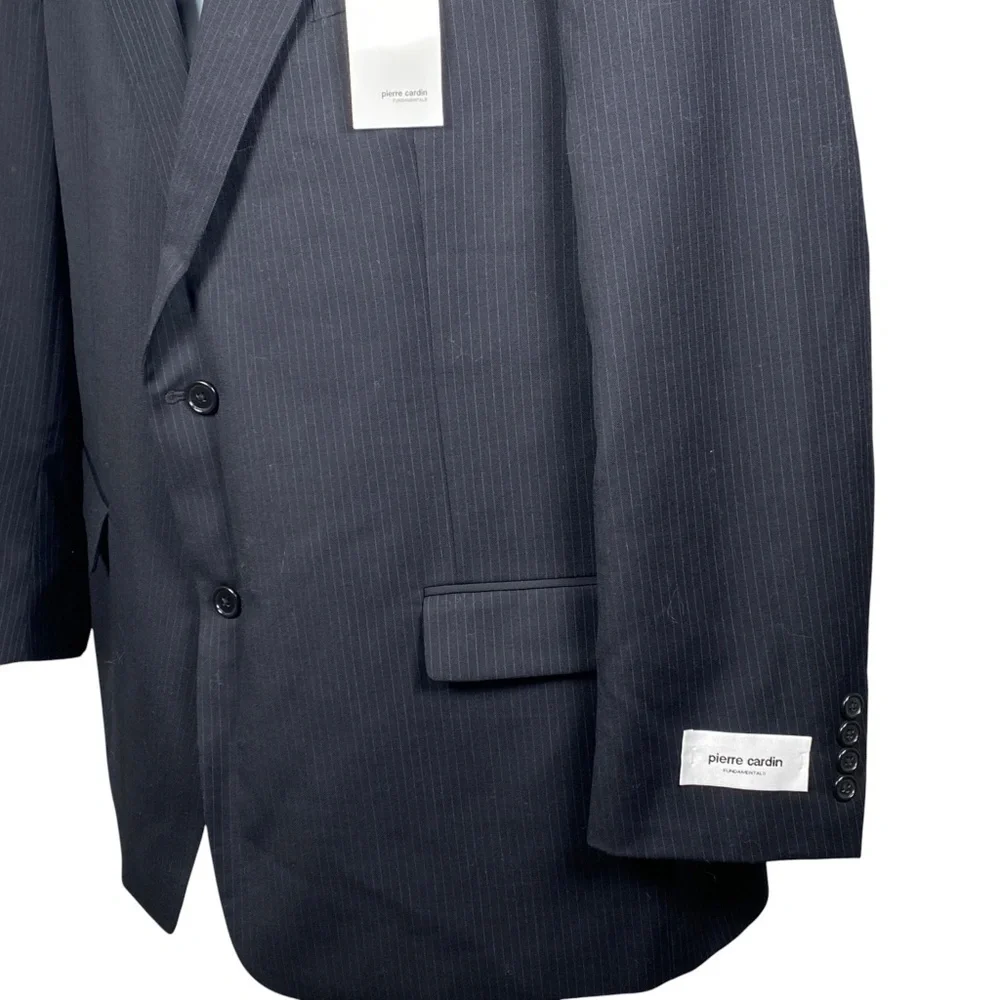 Pierre Cardin Pinstripe 2 Button Blazer Suit Coat Mens Size 46R Worsted Wool